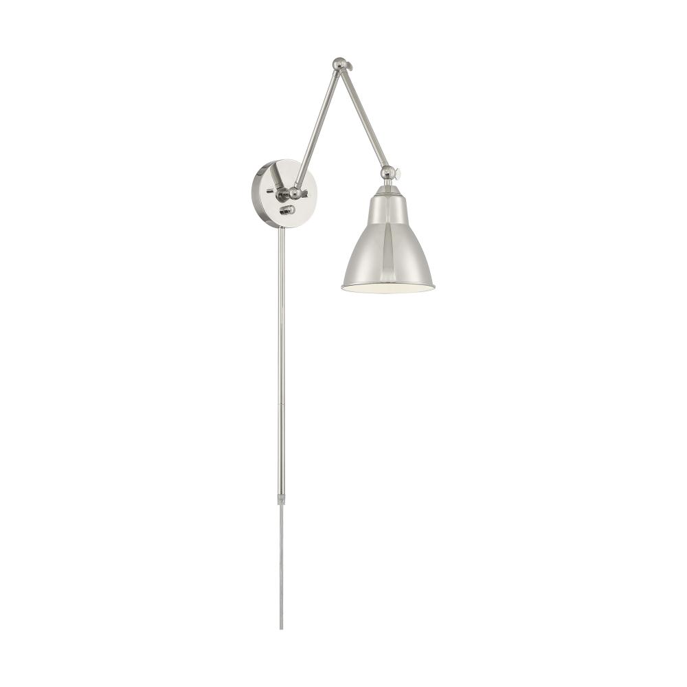 Fulton Swing Arm Lamp; Polished Nickel with Switch
