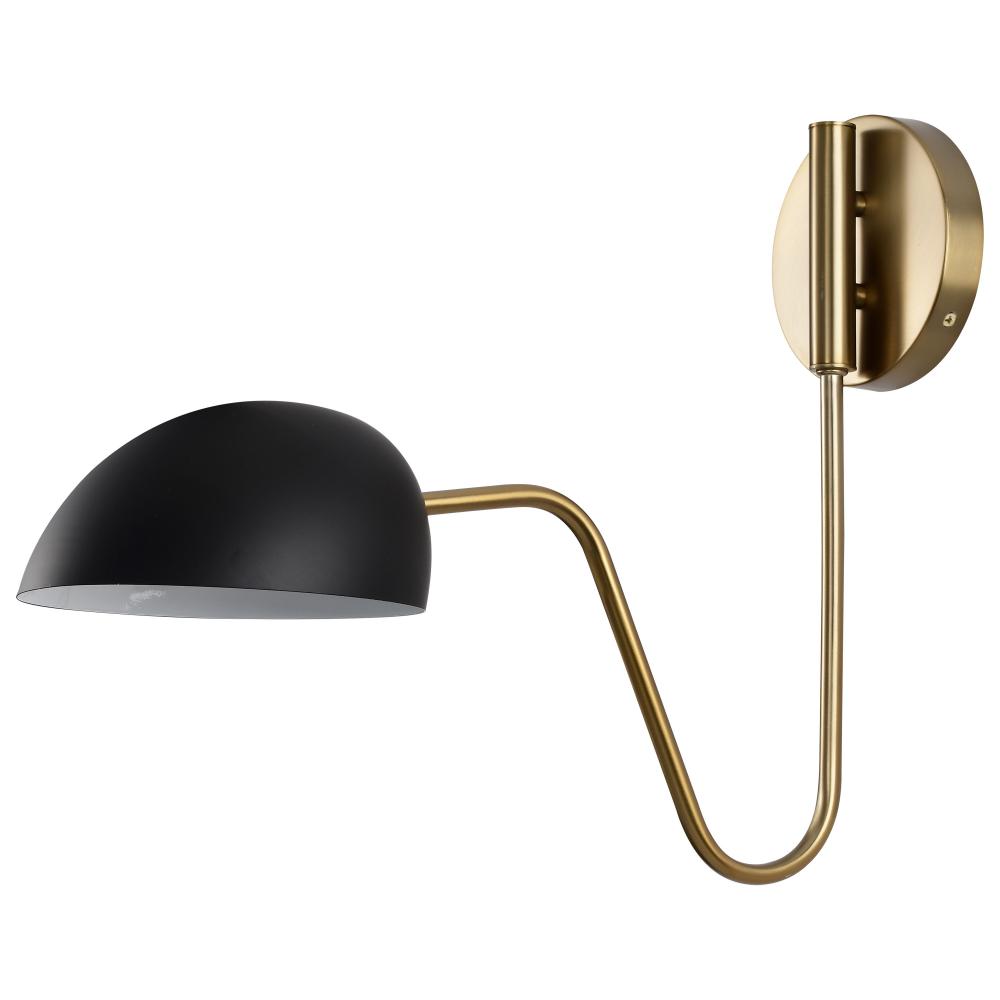 Trilby; 1 Light; Wall Sconce; Matte Black with Burnished Brass