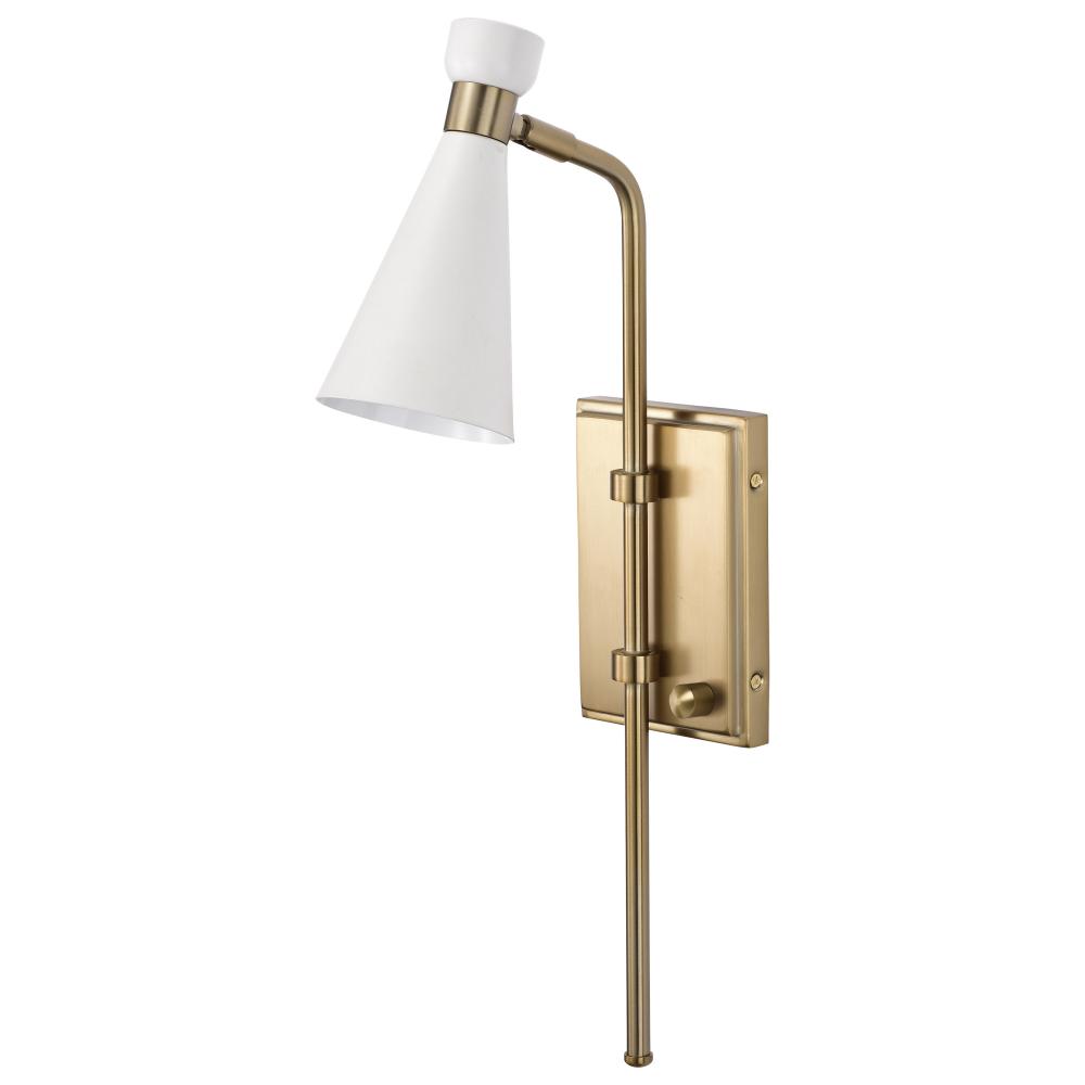 Prospect; 1 Light; Wall Sconce; Matte White with Burnished Brass