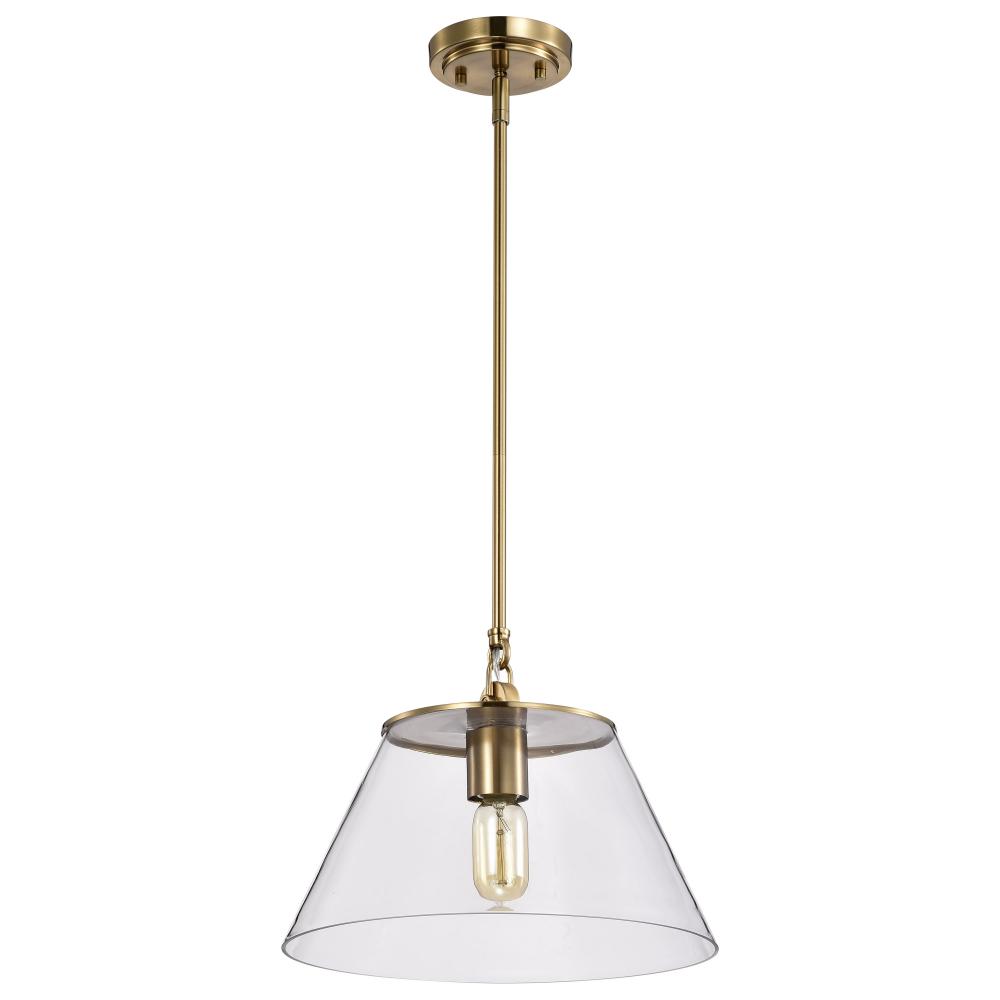 Dover; 1 Light; Medium Pendant; Vintage Brass with Clear Glass