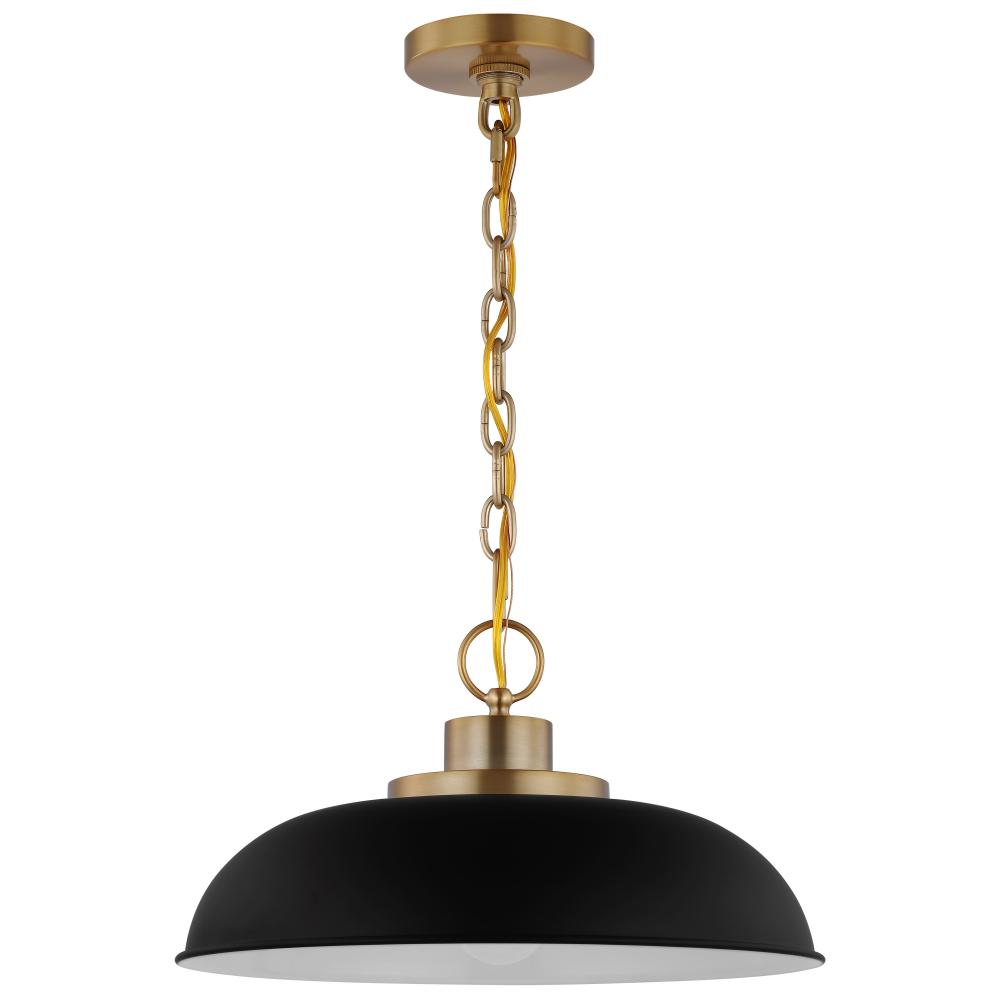 Colony; 1 Light; Small Pendant; Matte Black with Burnished Brass