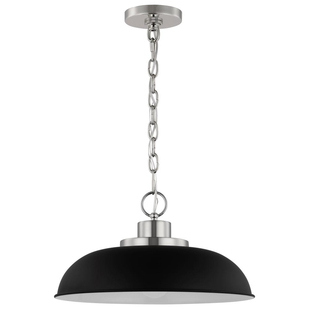 Colony; 1 Light; Small Pendant; Matte Black with Polished Nickel
