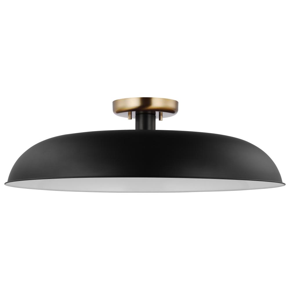 Colony; 1 Light; Large Semi-Flush Mount Fixture; Matte Black with Burnished Brass