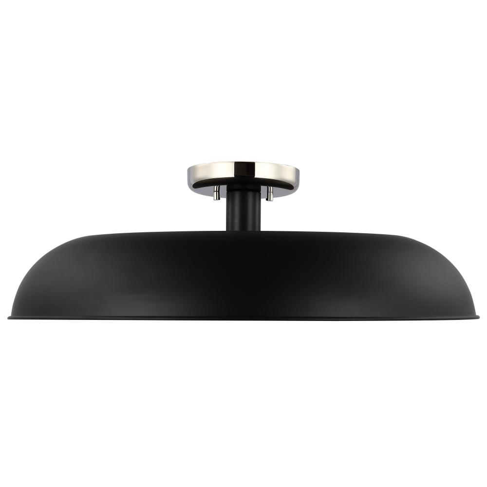 Colony; 1 Light; Large Semi-Flush Mount Fixture; Matte Black with Polished Nickel