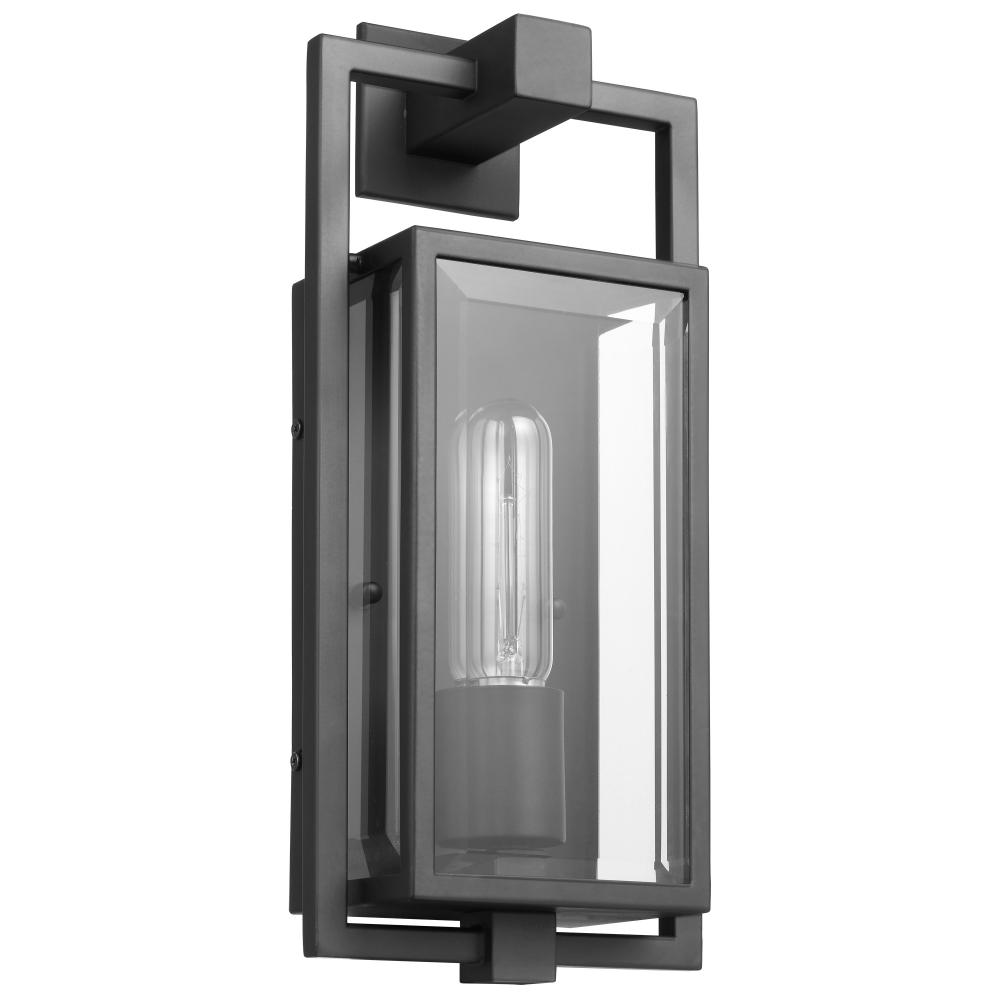 Exhibit; 1 Light; Small Wall Lantern; Matte Black Finish with Clear Beveled Glass