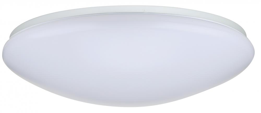 19 inch; Flush Mounted LED Fixture; CCT Selectable; Round; White Acrylic; with Sensor