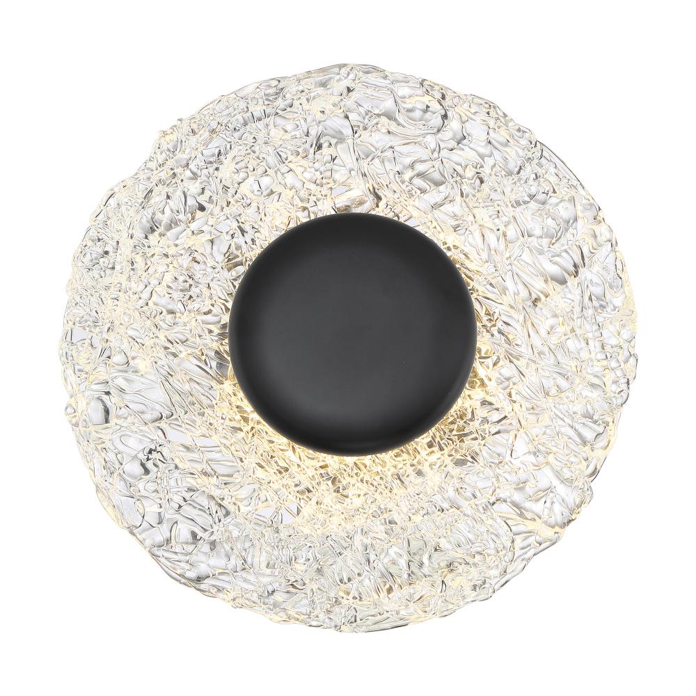 Riverbed -LED Flush - with Woven Glass - Matte Black Finish