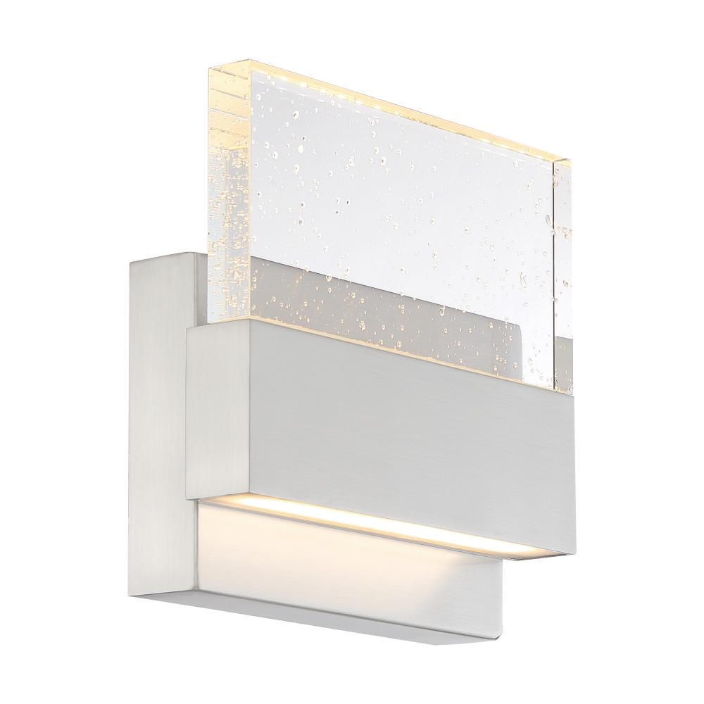 Ellusion - LED Medium Wall Sconce - with Seeded Glass - Polished Nickel Finish