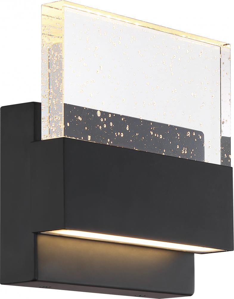 Ellusion - LED Medium Wall Sconce - with Seeded Glass - Matte Black Finish