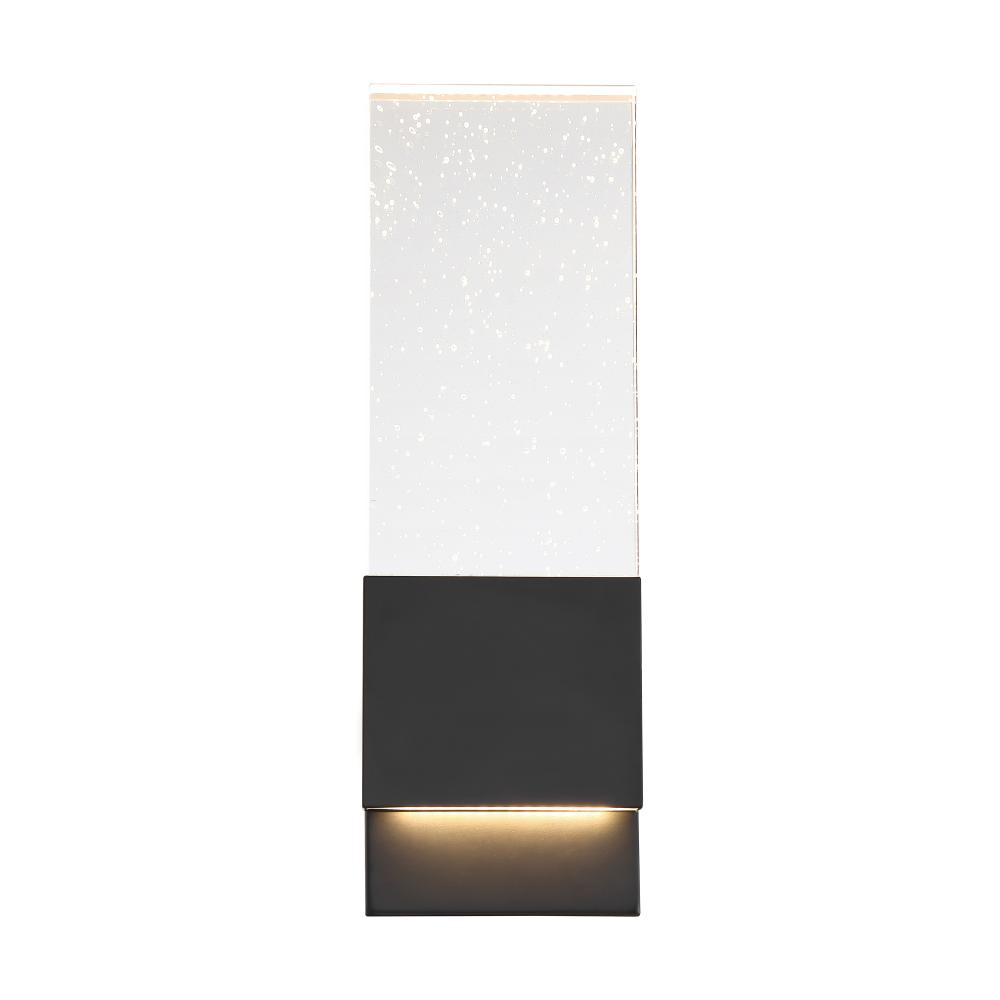 Ellusion - LED Large Wall Sconce - with Seeded Glass - Matte Black Finish