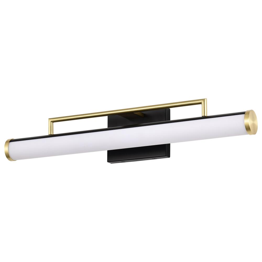 Solano Medium Vanity; LED; Black and Brushed Brass Finish; White Acrylic Lens