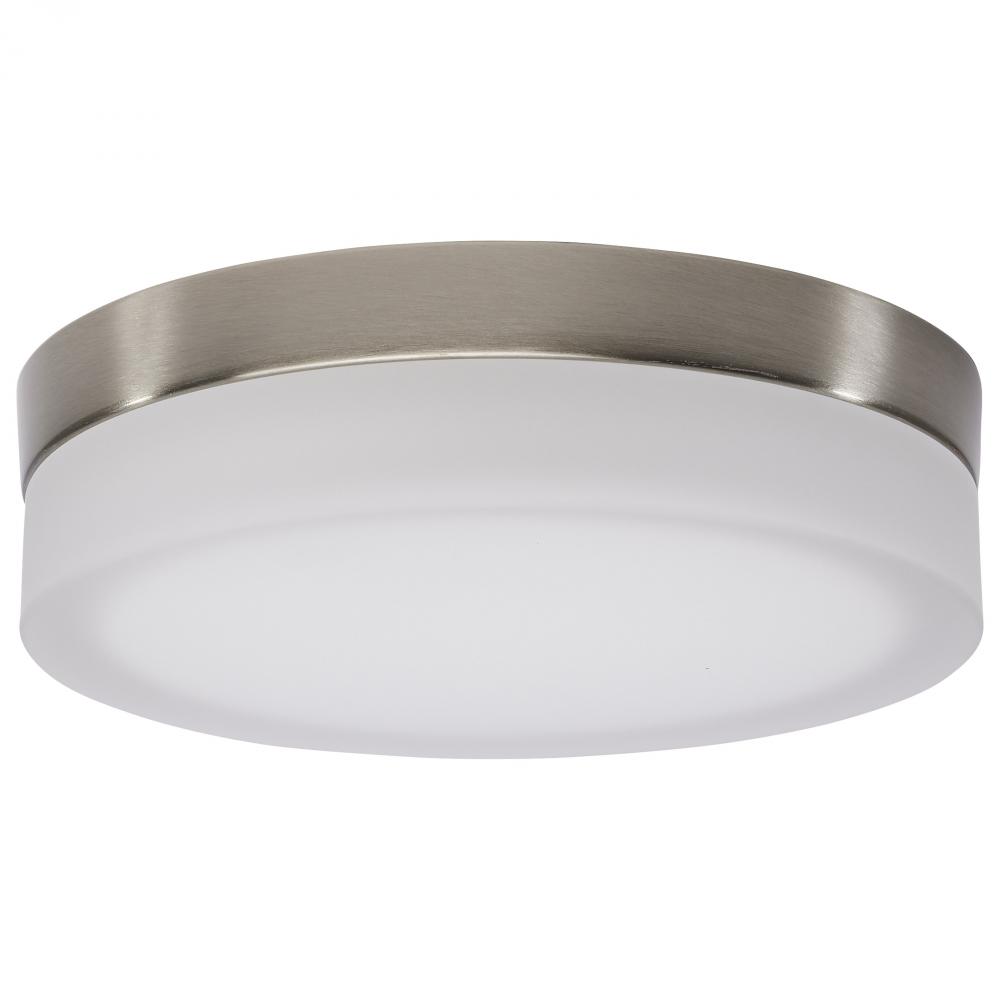 Pi; 9 Inch LED Flush Mount; Brushed Nickel Finish; Frosted Etched Glass; CCT Selectable; 120 Volts