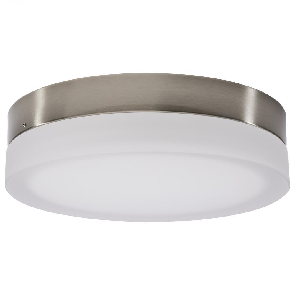 Pi; 11 Inch LED Flush Mount; Brushed Nickel Finish; Frosted Etched Glass; CCT Selectable; 120 Volts