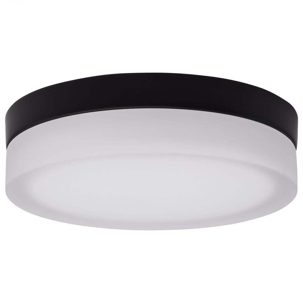 Pi; 9 Inch LED Flush Mount; Black Finish; Frosted Etched Glass; CCT Selectable; 120 Volts
