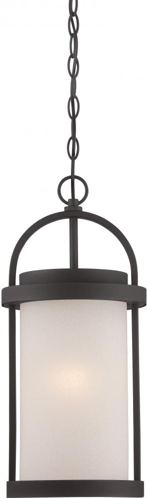 Willis - LED Hanging Lantern with Antique White Glass - Textured Black Finish