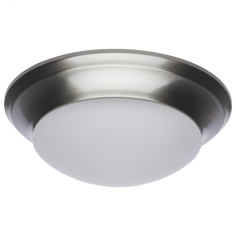 18W; Flush Mount Twist & Lock Fixture; LED; 12 in.; Brushed Nickel Finish; Frosted Glass