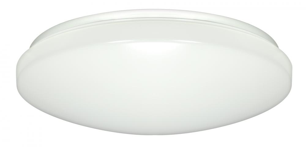 14"- LED Flush with White Acrylic Lens - White Finish - 50 Percent Dimming- 120-277V