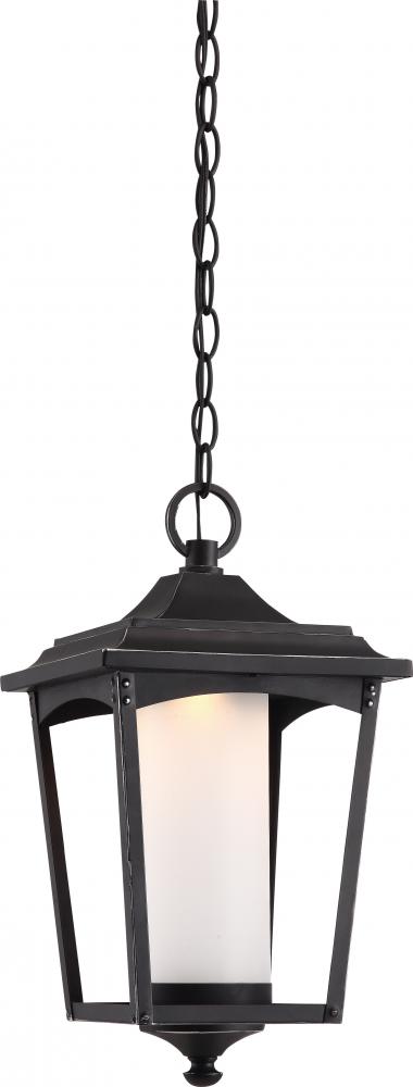 Essex - LED Hanging Lantern with Etched Glass - Sterling Black Finish