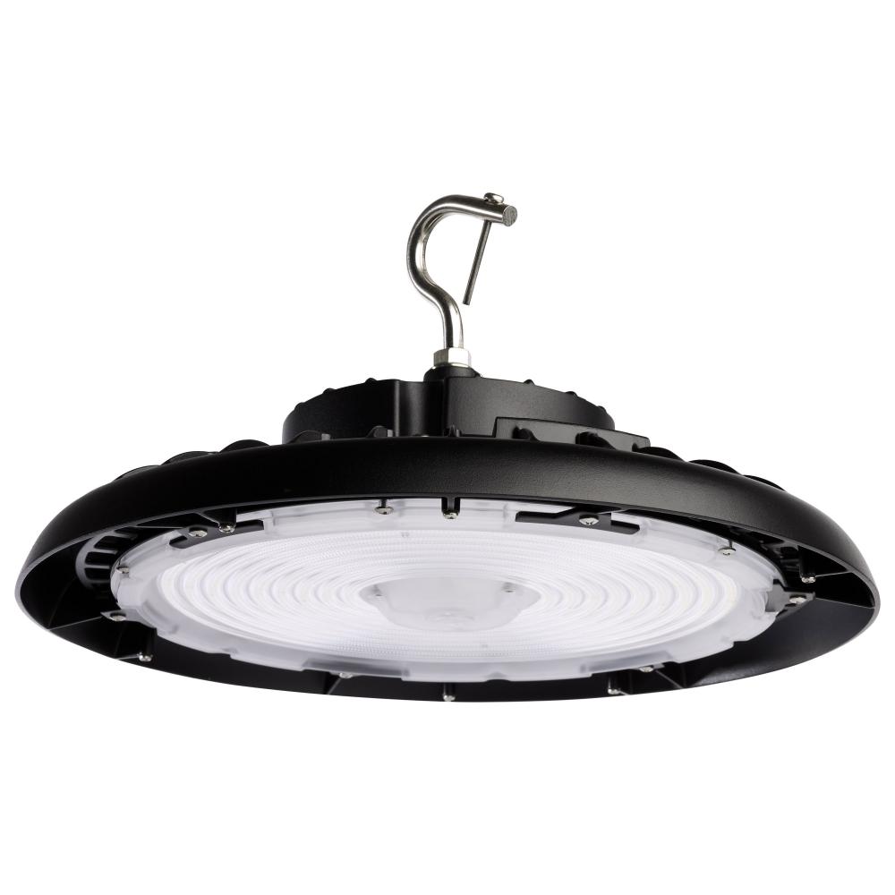 Wattage 150W/175W/200W and CCT Selectable 3K/4K/5K LED UFO High Bay; 100-277 Volt; Black Finish
