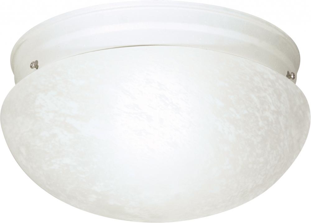 2 Light - 12" Flush Alabaster Glass - Textured White Finish