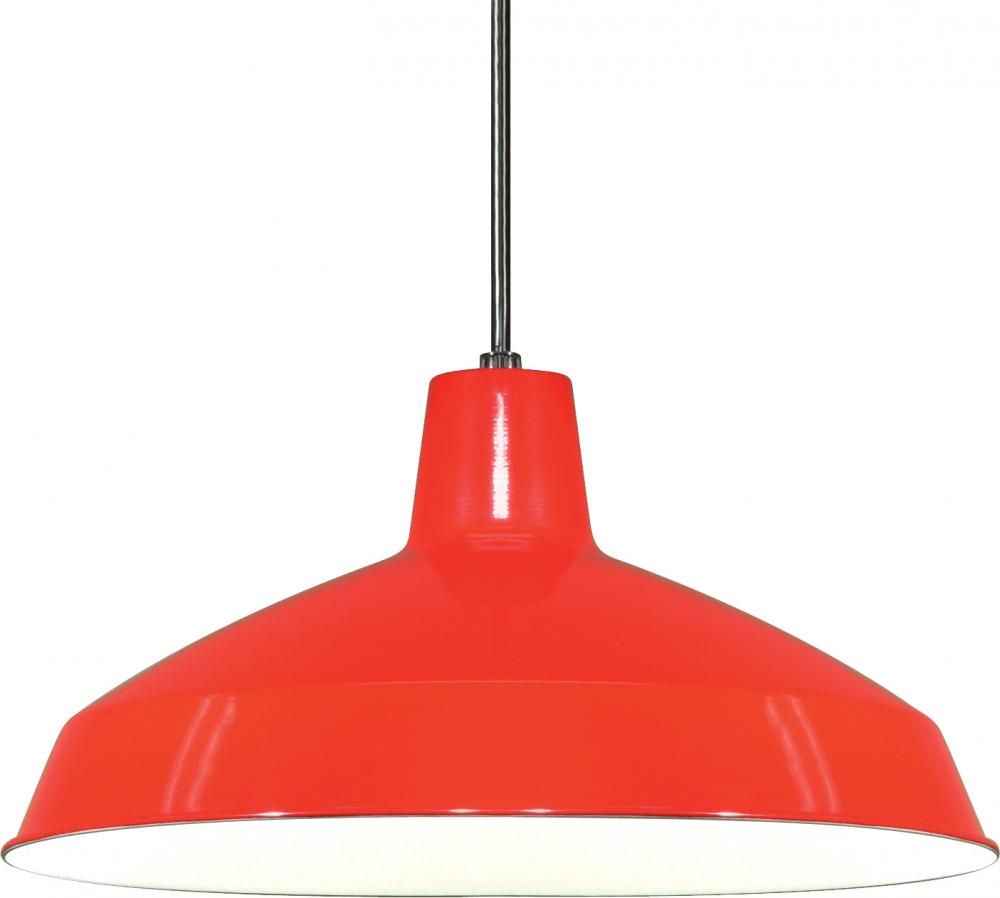 1 Light - 16" Pendant with Warehouse Shade - Red Finish