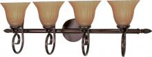 Nuvo 60/018 - 4-Light 33" Copper Bronze Vanity Light Fixture with Champagne Linen Washed Glass