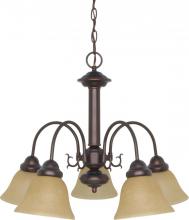 Nuvo 60/1251 - Ballerina - 5 Light Chandelier with Champagne Linen Washed Glass - Mahogany Bronze Finish