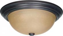 Nuvo 60/1257 - 3 Light - 15" Flush with Champagne Linen Washed Glass - Mahogany Bronze Finish