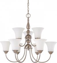 Nuvo 60/1823 - Dupont - 9 Light 2 Tier Chandelier with Satin White Glass - Brushed Nickel Finish