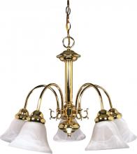 Nuvo 60/185 - Ballerina - 5 Light Chandelier with Alabaster Glass - Polished Brass Finish