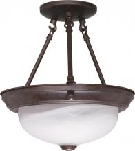 Nuvo 60/208 - 2 Light - Semi Flush with Alabaster Glass - Old Bronze Finish
