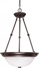 Nuvo 60/211 - 3 Light - 15" Pendant with Alabaster Glass - Old Bronze Finish