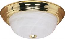 Nuvo 60/215 - 3 Light - 15" Flush with Alabaster Glass - Polished Brass Finish