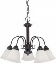 Nuvo 60/3141 - Ballerina - 5 Light Chandelier with Frosted White Glass - Mahogany Bronze Finish