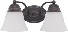 Nuvo 60/3166 - Empire - 2 Light 15" Vanity with Frosted White Glass - Mahogany Bronze Finish