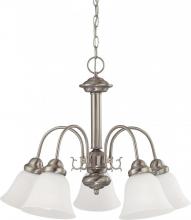 Nuvo 60/3240 - Ballerina - 5 Light Chandelier with Frosted White Glass - Brushed Nickel Finish