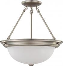 Nuvo 60/3246 - 3 Light - Semi Flush with Frosted White Glass - Brushed Nickel Finish