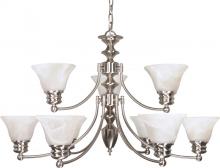 Nuvo 60/360 - Empire - 9 Light 2 Tier Chandelier with Alabaster Glass - Brushed Nickel Finish