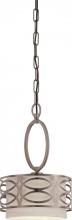  60/4728 - Harlow - 1 Light Mini Pendant with Khaki Fabric Shade - Hazel Bronze Finish