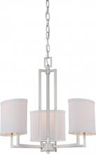 Nuvo 60/4757 - Gemini - 3 Light Chandelier with Slate Gray Fabric Shades - Brushed Nickel Finish