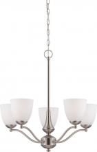 Nuvo 60/5035 - Patton - 5 Light Chandelier (Arms Up) with Frosted Glass - Brushed Nickel Finish