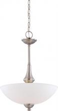 Nuvo 60/5038 - Patton - 3 Light Pendant with Frosted Glass - Brushed Nickel Finish