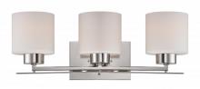 Nuvo 60/5203 - Parallel - 3 Light Vanity with Etched Opal Glass - Polished Nickel Finish