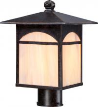  60/5655 - Canyon - 1 Light - Post Lantern with Honey Stained Glass - Umber Bronze Finish Finish