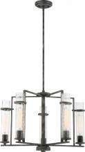 Nuvo 60/6385 - Donzi - 5 Light Chandelier with Clear Seeded Glass - Iron Black Finish