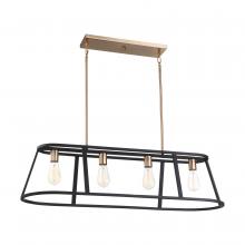 Nuvo 60/6644 - Chassis- 4 Light Island Pendant - Copper Brushed Brass and Matte Black Finish