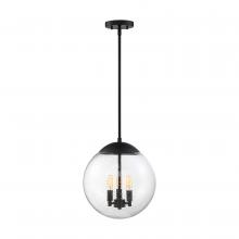 Nuvo 60/6742 - Ariel - 3 Light Pendant - with Clear Seedy Glass -Matte Black Finish