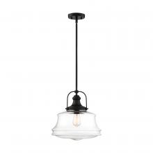 Nuvo 60/6759 - Basel - 1 Light Pendant - with Clear Glass - Aged Bronze