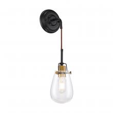 Nuvo 60/6851 - Toleo- 1 Light Wall Sconce - with Clear Glass - Black Finish with Vintage Brass Accents