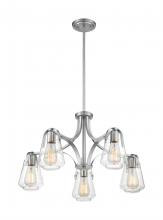 Nuvo 60/7115 - Skybridge - 5 Light Chandelier with Clear Glass - Brushed Nickel Finish
